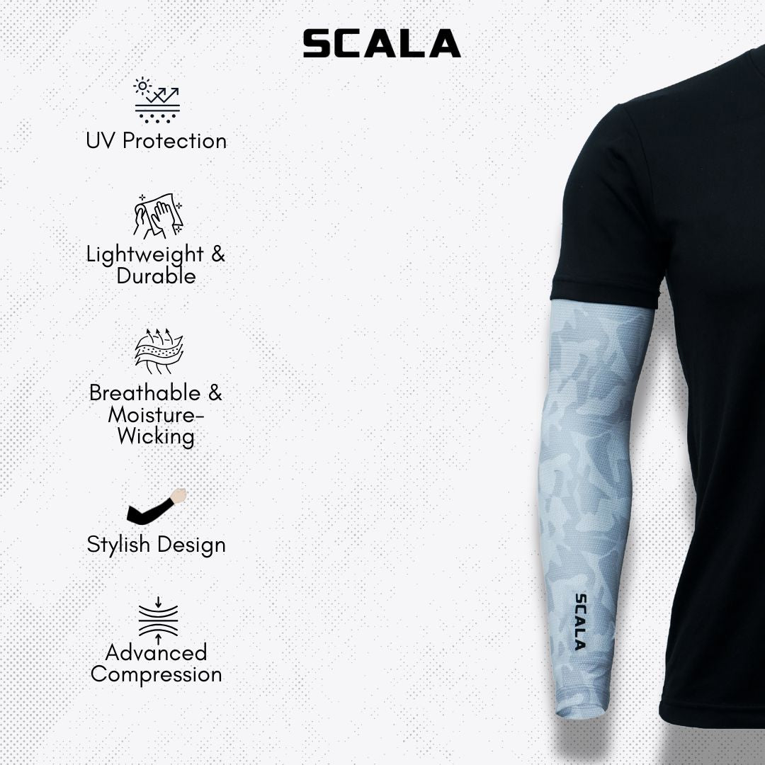 Scala - Air-X Arm Sleeves- Light Gray Camo