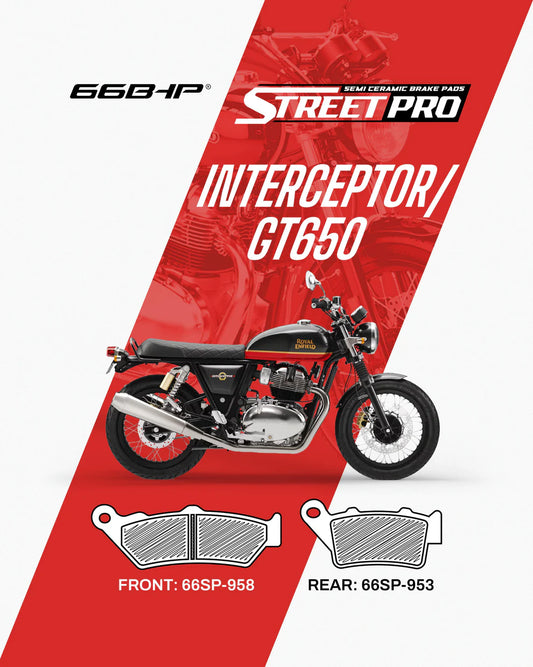 66 BHP STREET PRO SEMI CERAMIC BRAKE PADS  BEAR 650 /GT650/ INTERCEPTOR FRONT